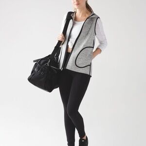 Lululemon Heather Grey and Black Hooded Reversible Vest Sz: 6